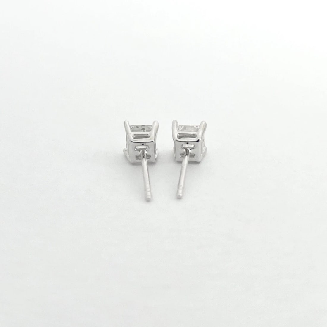 Princess Diamond Stud Earrings 14K White Gold 4-Prong Basket, 1.01 CTW - 6