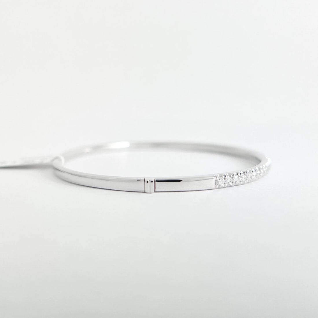 Round Diamond Bangle Bracelet 14K White Gold, 1.03 CTW - 6