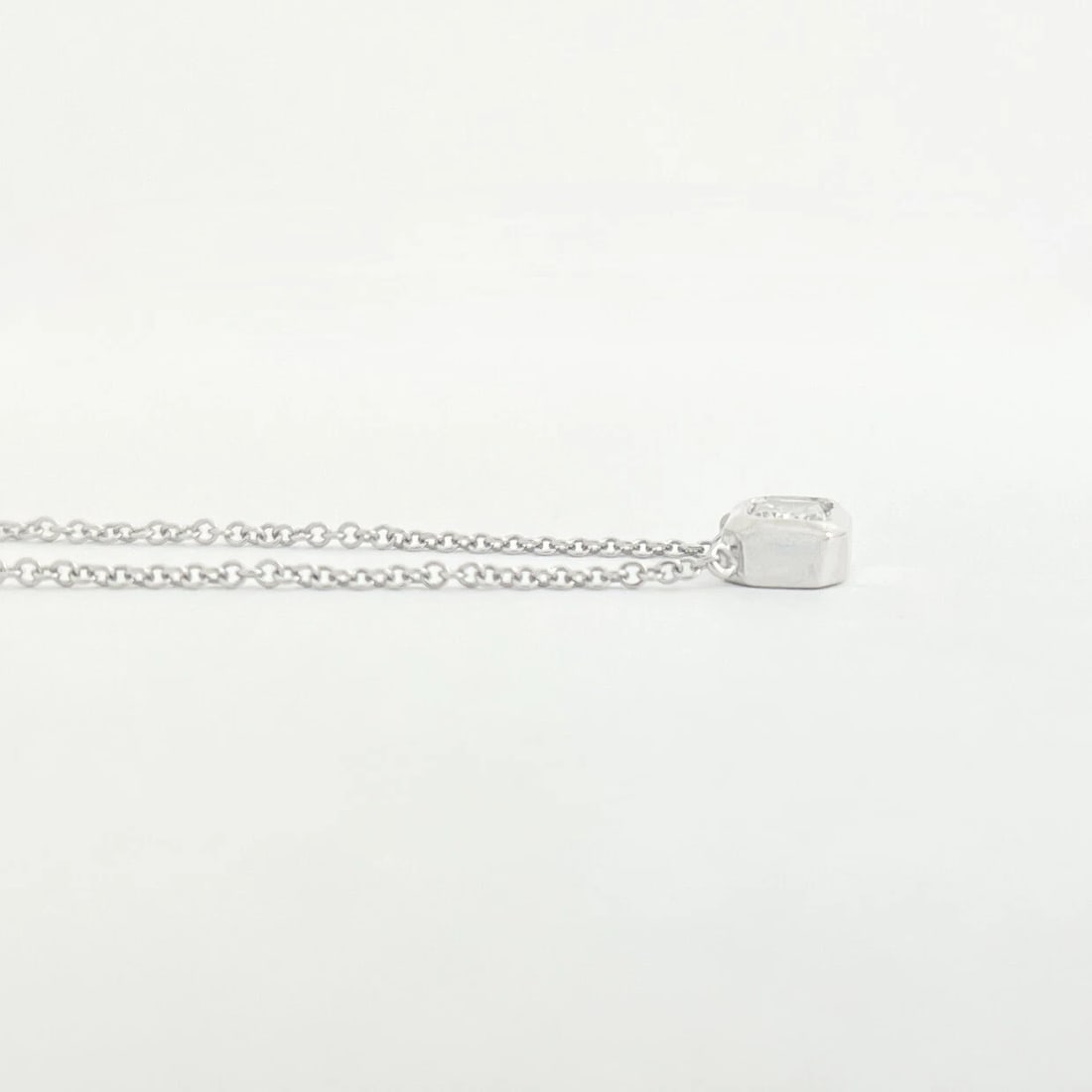 Radiant Bezel Solitaire Diamond Pendant Necklace 14K White Gold .40 CT - 5