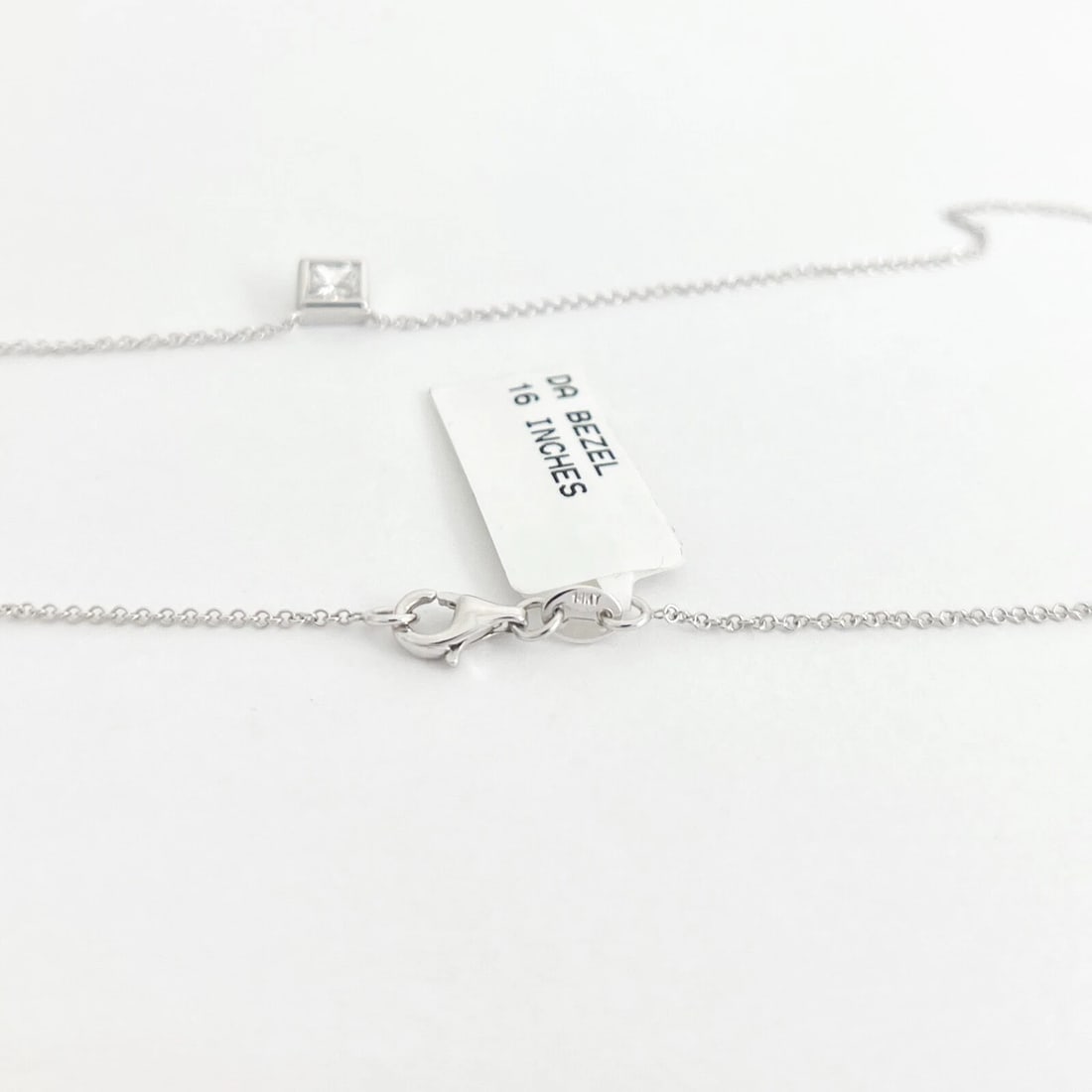 GIA Princess Bezel Solitaire Diamond Pendant Necklace 14K White Gold .46 CT - 7