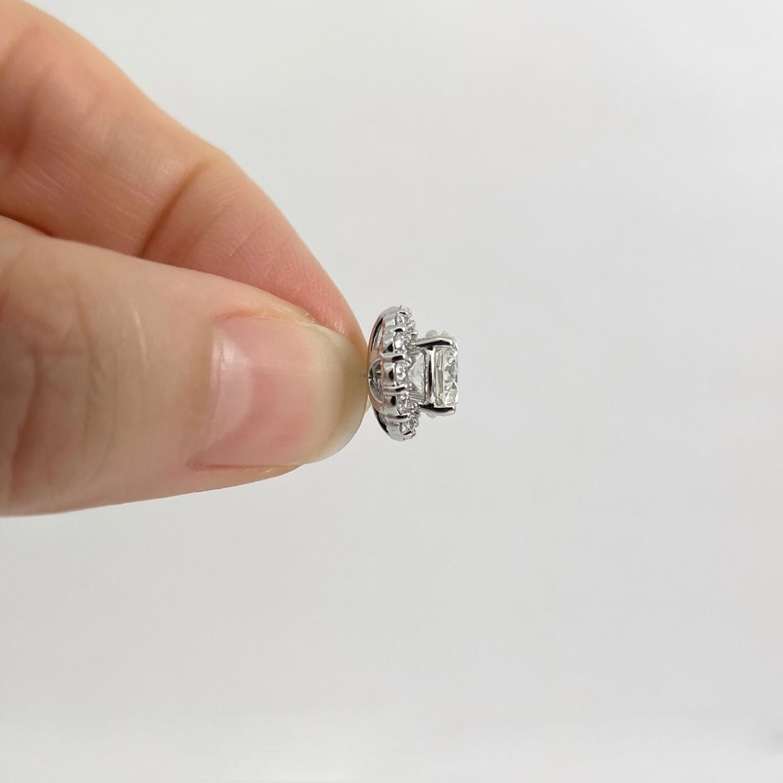 Round Diamond Halo Earring Jackets Enhancers 14K White Gold for 2.50 CTW Studs - 3