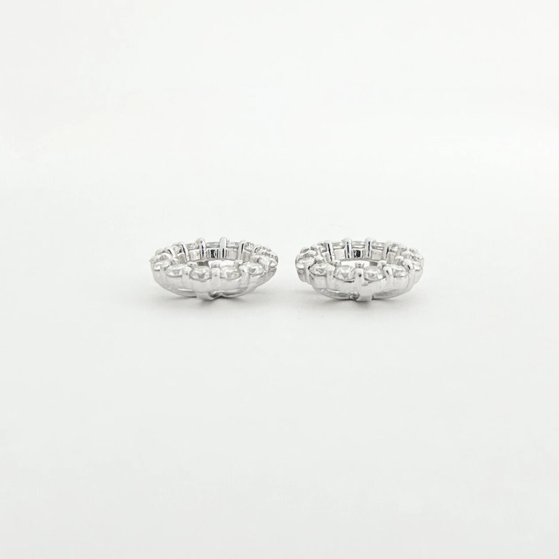 Round Diamond Halo Earring Jackets Enhancers 14K White Gold for 2.50 CTW Studs - 8