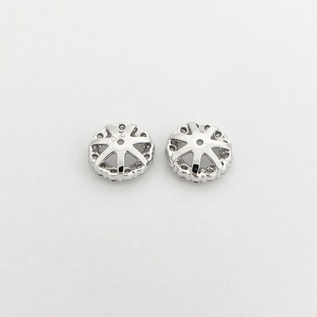 Round Diamond Halo Earring Jackets Enhancers 14K White Gold for 2.50 CTW Studs - 9
