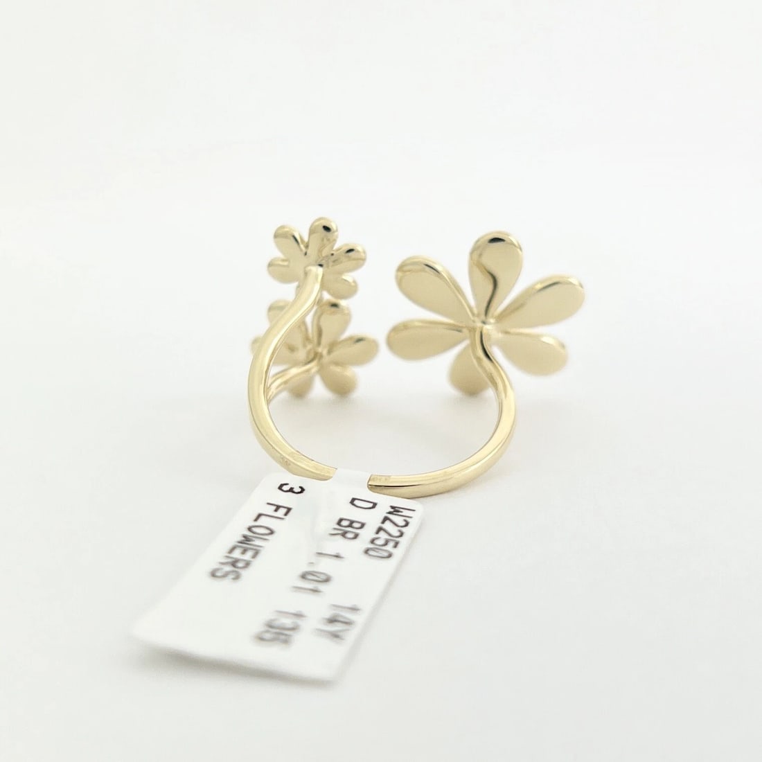 Pave Diamond Flower Statement Wrap Ring 14K Yellow Gold 1.01 CTW - 8