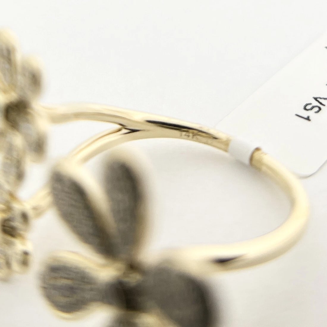 Pave Diamond Flower Statement Wrap Ring 14K Yellow Gold 1.01 CTW - 9