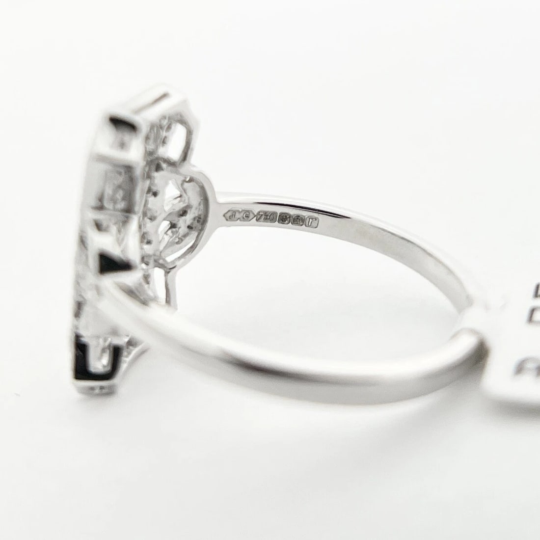 Art-Deco Style Long Pave Diamond Filigree Statement Ring 18K White Gold .52 CTW - 10