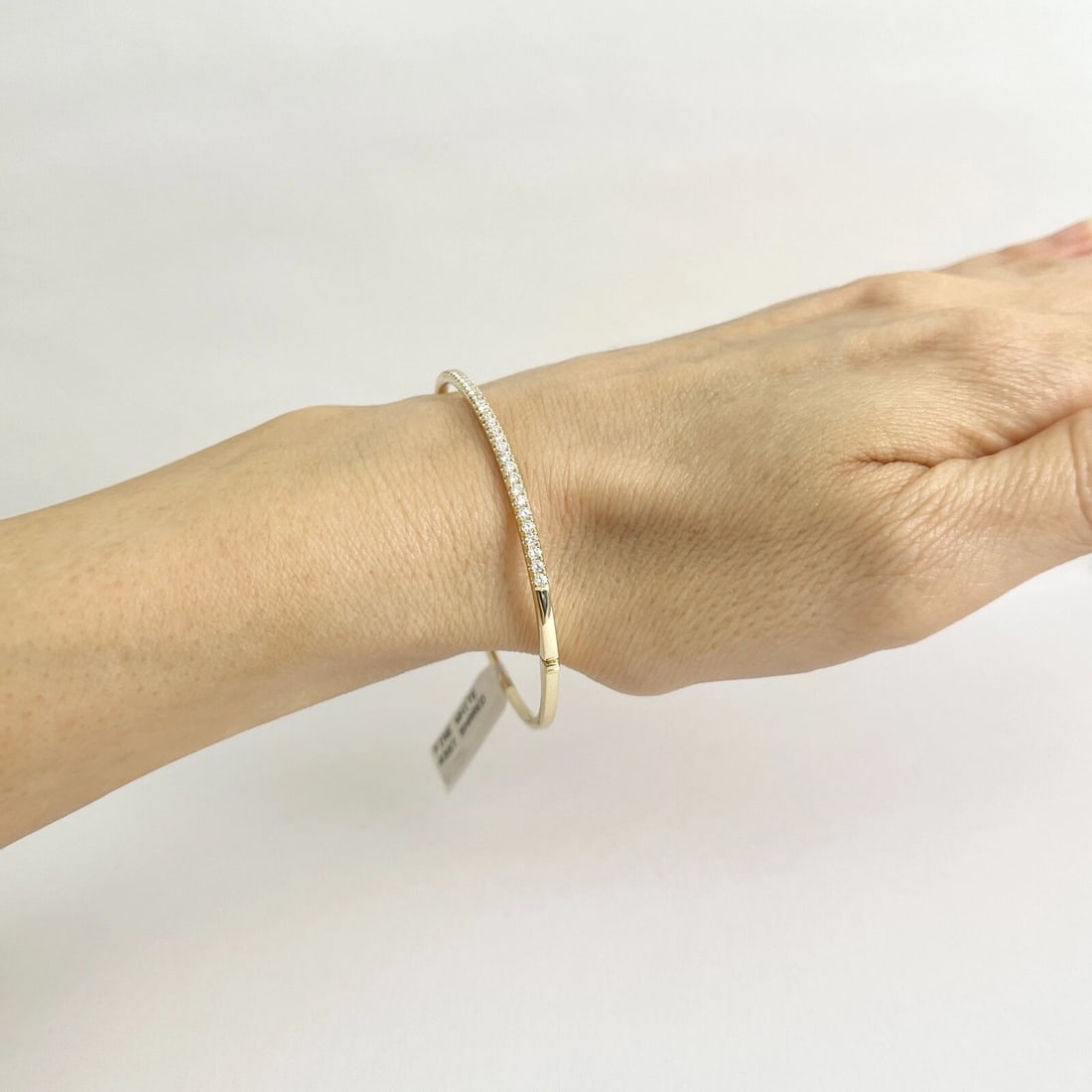 Thin Round Diamond Bangle Bracelet 14K Yellow Gold, .86 CTW - 3