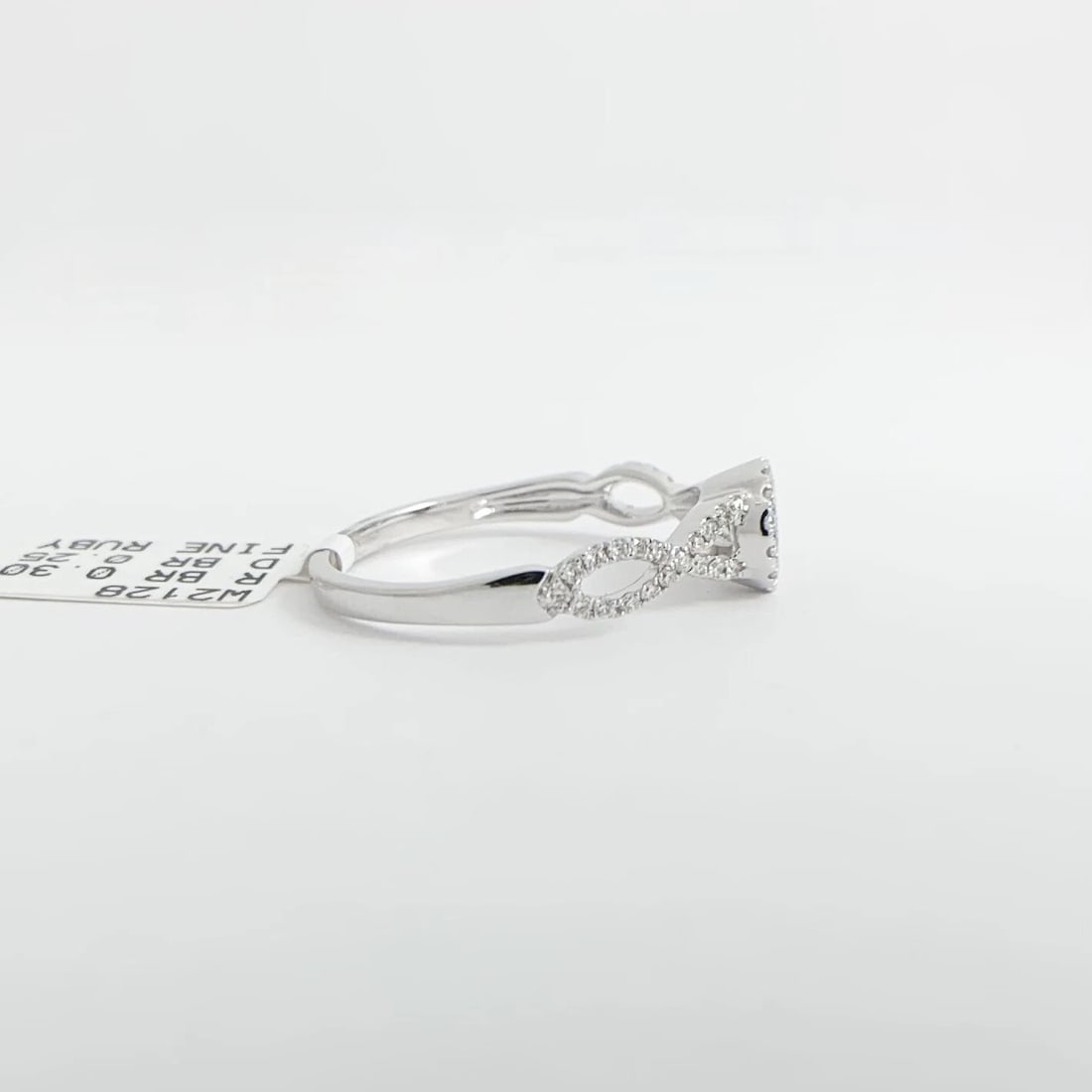 Round Ruby Diamond Halo Gemstone Ring 14K White Gold, .55 CTW - 8