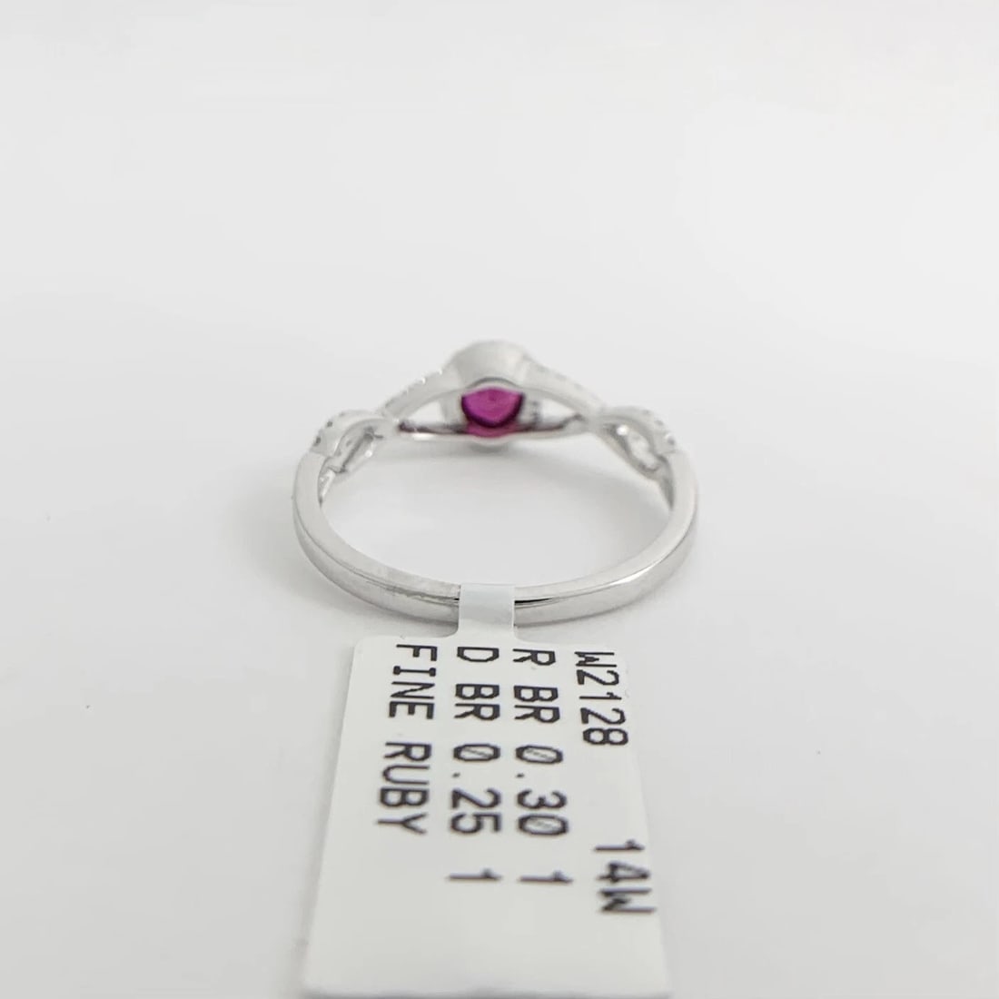 Round Ruby Diamond Halo Gemstone Ring 14K White Gold, .55 CTW - 9