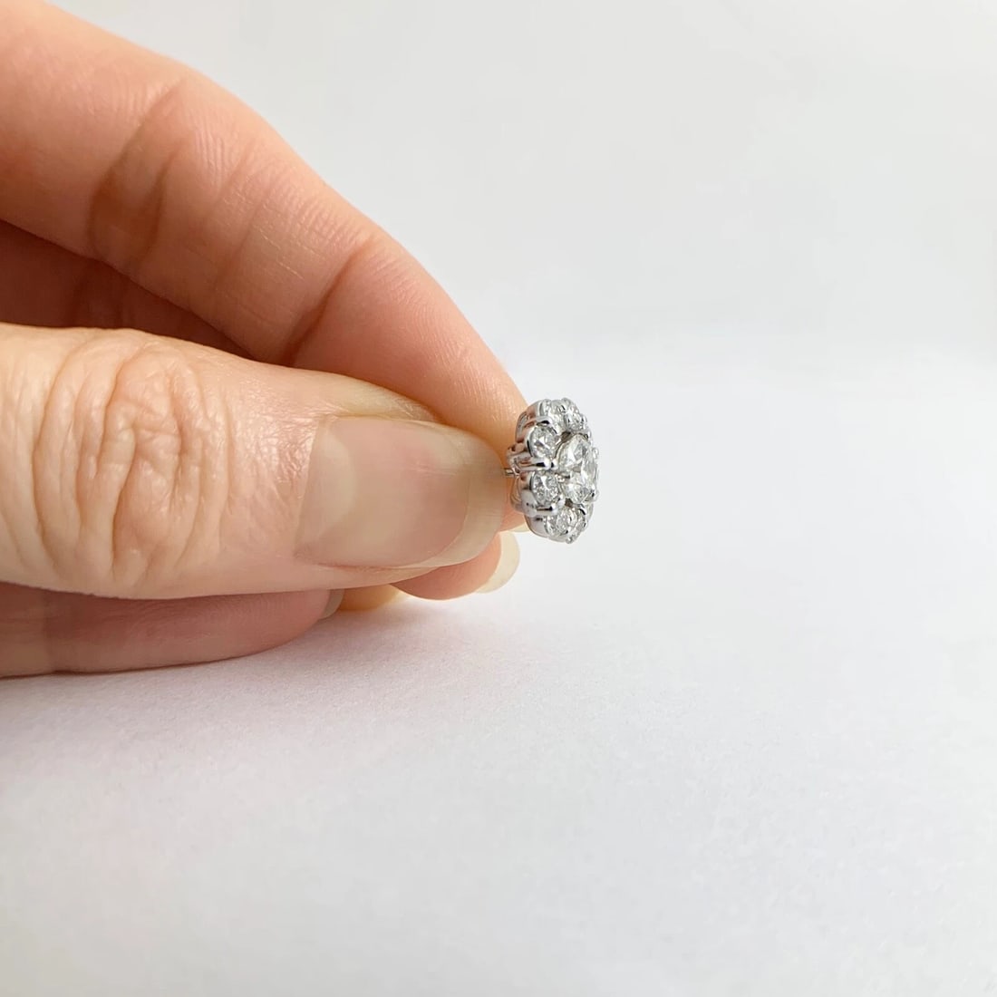 Round Diamond Halo Earring Jackets Enhancers 14K White Gold for 1.00 CTW Studs - 3