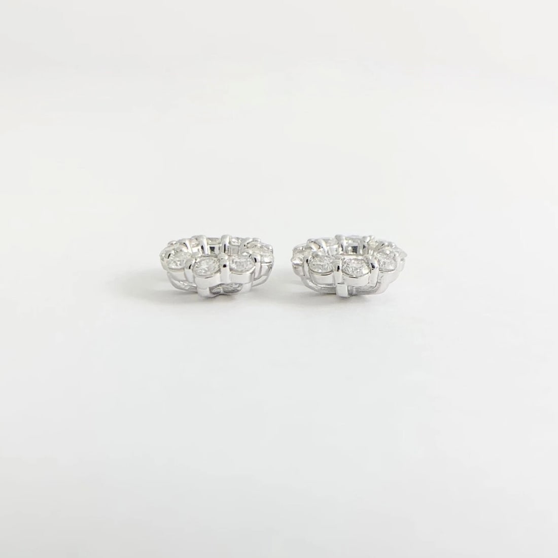 Round Diamond Halo Earring Jackets Enhancers 14K White Gold for 1.00 CTW Studs - 7