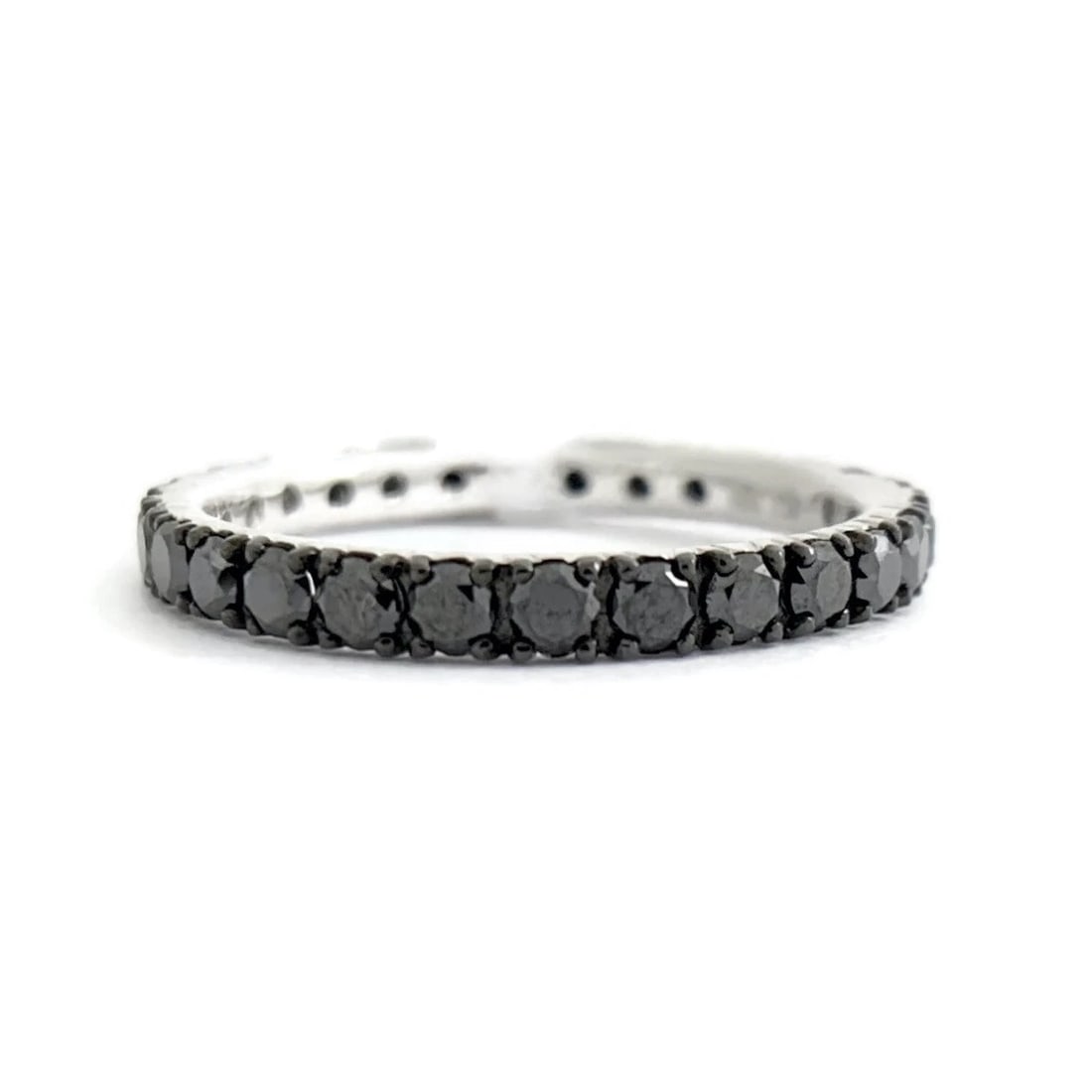 Black Diamond Eternity Band Ring 18K Black White Gold, 1.04 CTW, Size 6, 2.03 Gr (1 of 9)