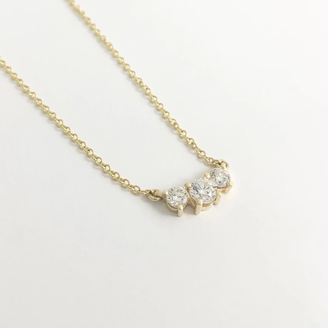 3-Stone Round Diamond Cluster Pendant Necklace 14K Yellow Gold, 1.01 CTW - 5