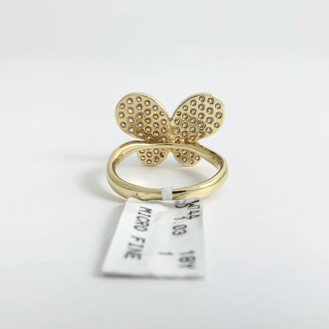 Pave Diamond Butterfly Statement Cocktail Ring 18K Yellow Gold, 1.03 CTW - 9