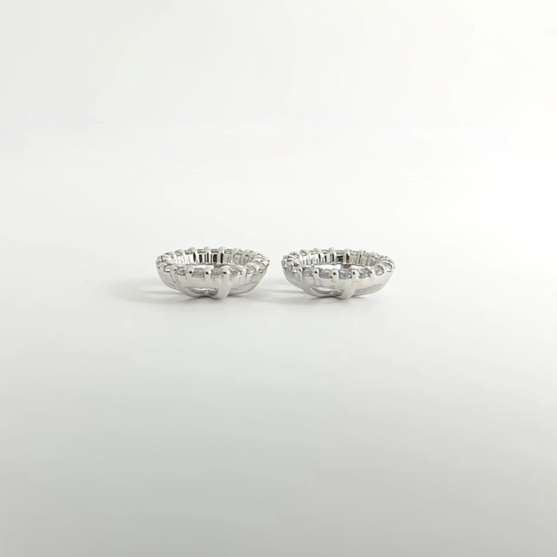 Round Diamond Halo Earring Jackets Enhancers 14K White Gold for 3.00 CTW Studs - 5