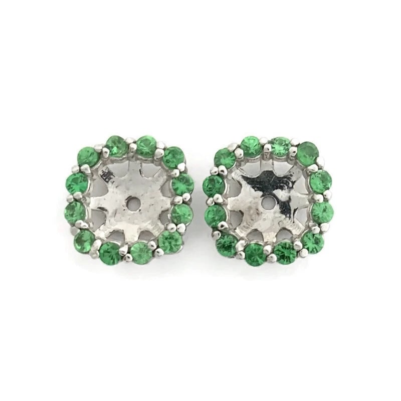 Tsavorite Green Garnet Earring Jackets Enhancers 14K White Gold 1.50 CTW Studs (1 of 7)