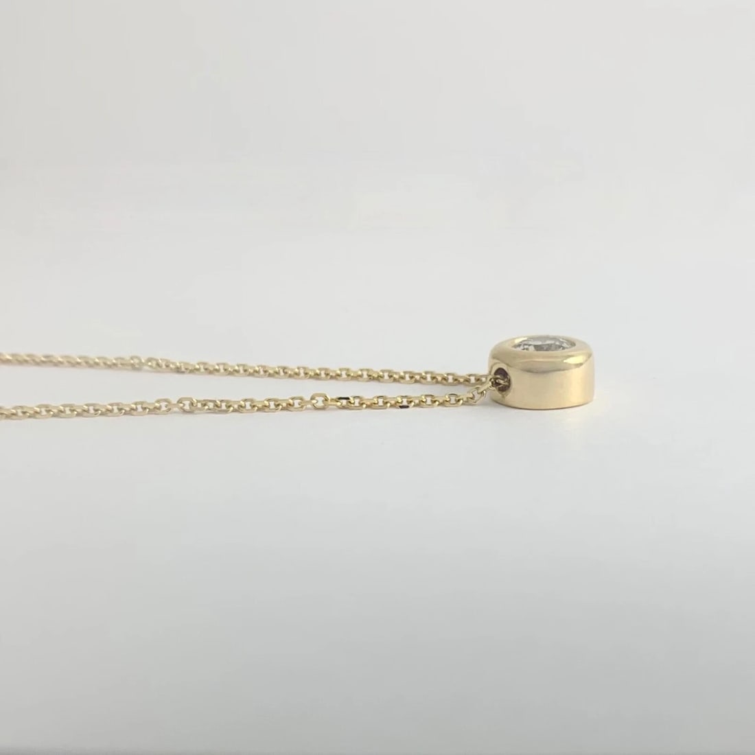Solitaire Diamond Bezel Pendant Necklace 14K Yellow Gold .50 CT, 16 Inches - 7