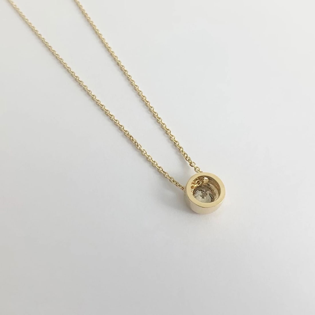 Solitaire Diamond Bezel Pendant Necklace 14K Yellow Gold .50 CT, 16 Inches - 8