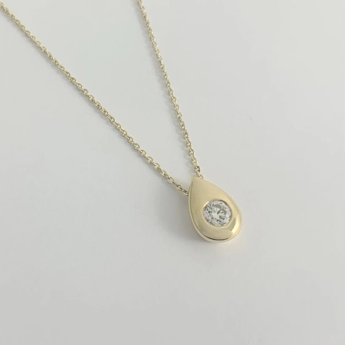 Solitaire Diamond Teardrop Pendant Necklace 14K Yellow Gold .40 CT, 17 Inches - 7