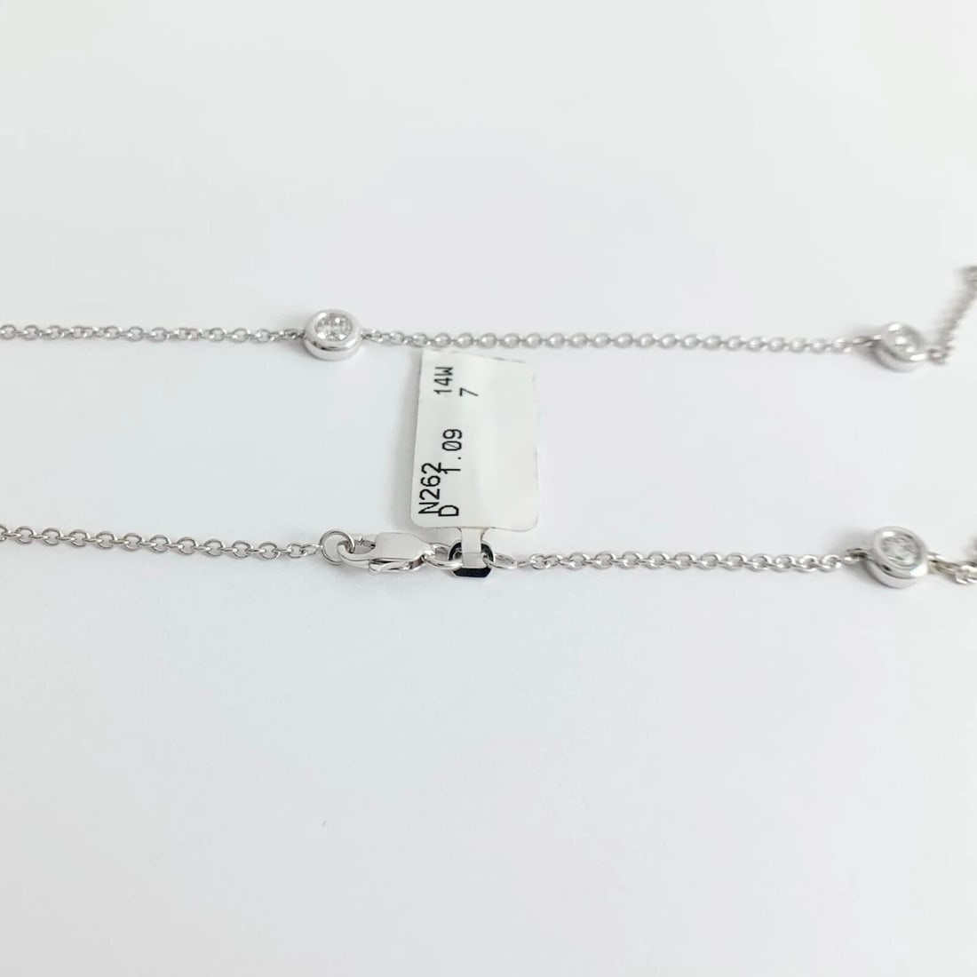 Round Diamond Bezel Station Necklace 14K White Gold 1.09 CTW, 17.5 Inches - 9