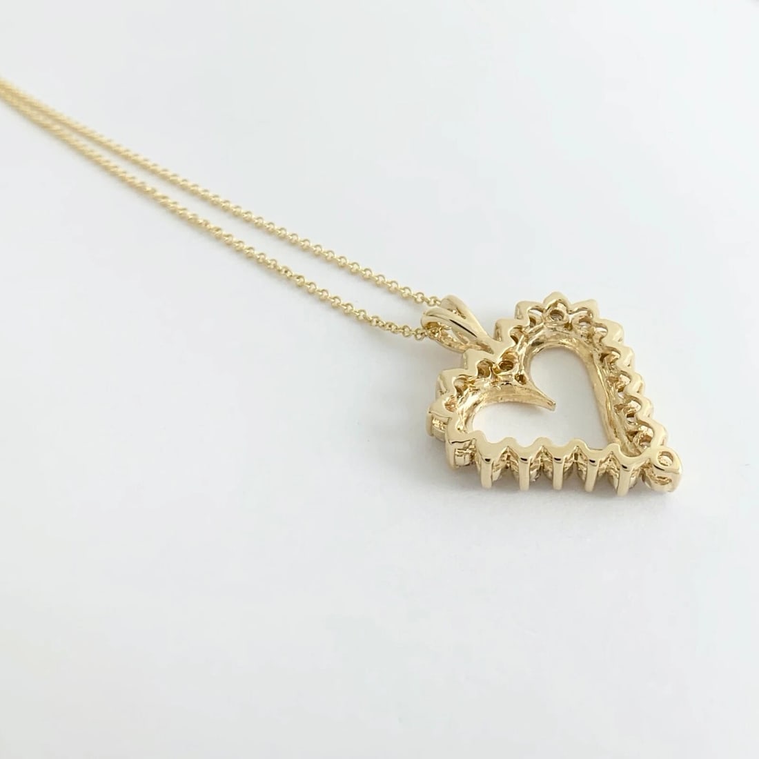 Open Heart Diamond Pendant Necklace 14K Yellow Gold, 1.10 CTW, 4.69 Grams - 8