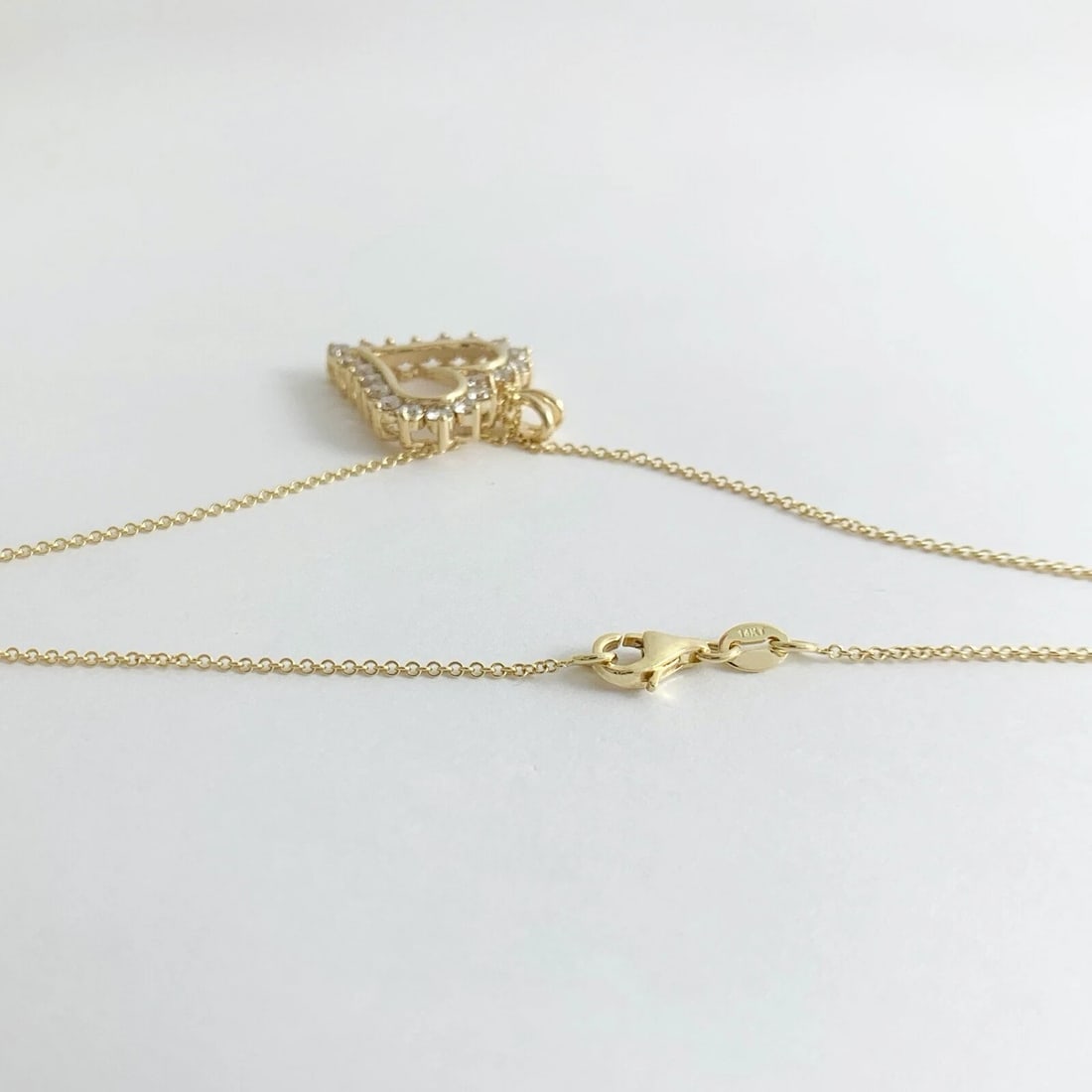 Open Heart Diamond Pendant Necklace 14K Yellow Gold, 1.10 CTW, 4.69 Grams - 9