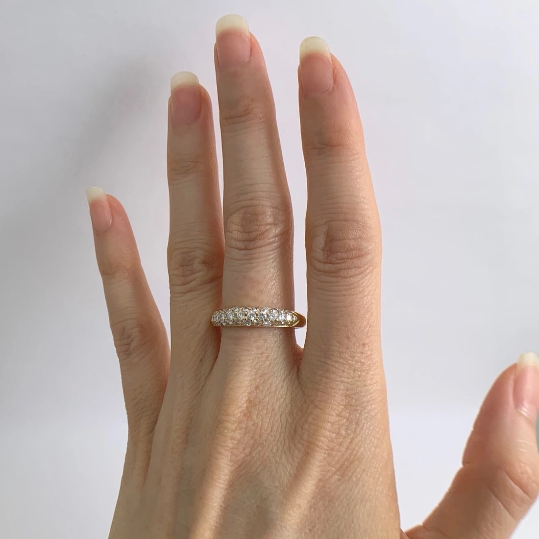 Pave Top Diamond Statement Band Ring in 18K Yellow Gold, .62 CTW, 3.49 Grams - 3