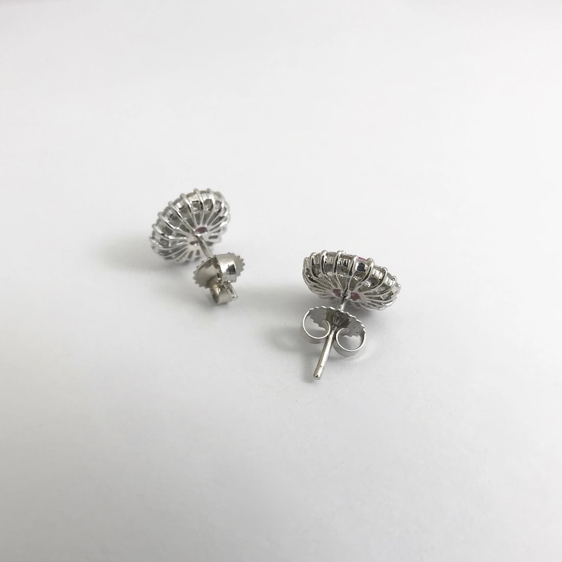 Pink Sapphire Diamond Halo Stud Earrings in 18K White Gold, 2.65 CTW, 4.01 Grams - 11