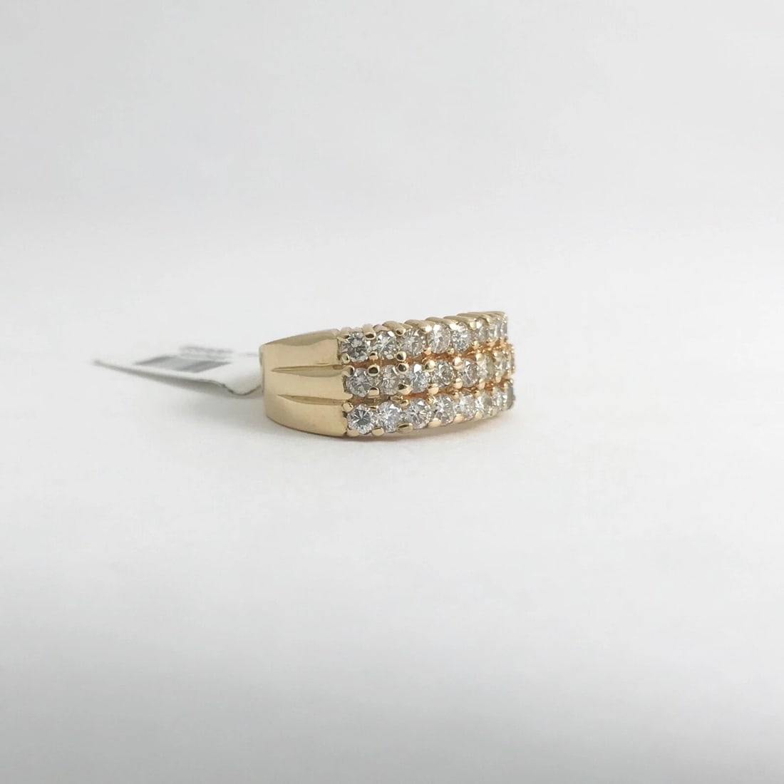 Wide 3-Row Diamond Statement Band Ring in 14K Yellow Gold 1.05 CTW, 4.33 Grams - 7