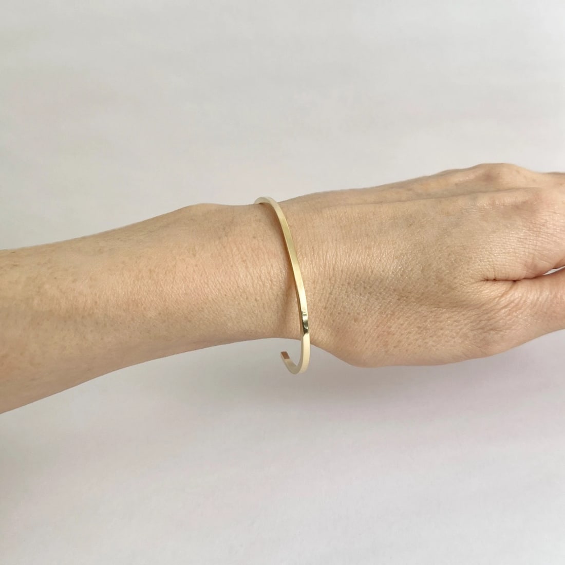 Gold Cuff Bangle Bracelet with Accent Diamonds 18K Yellow Gold, 9.04 Grams - 5