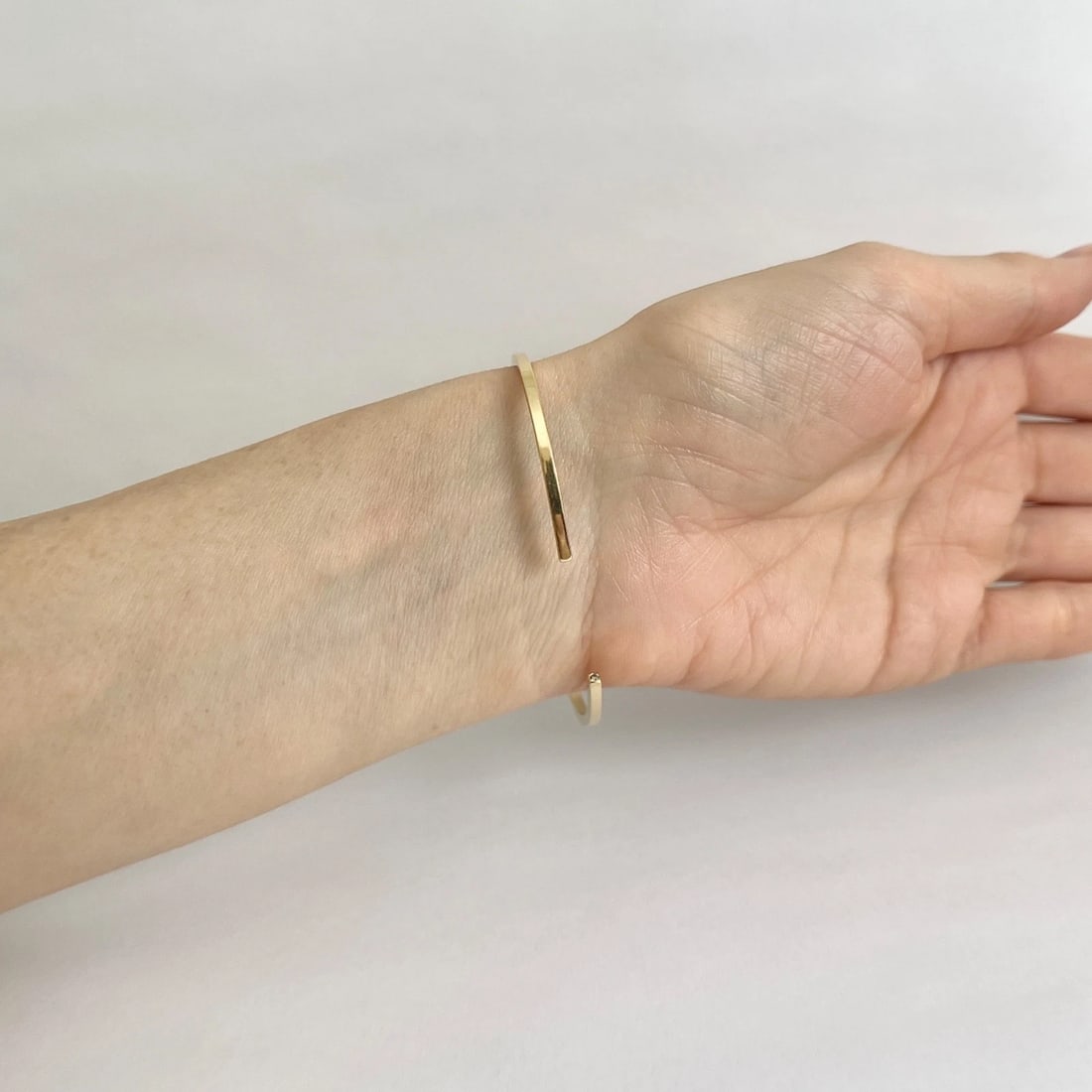 Gold Cuff Bangle Bracelet with Accent Diamonds 18K Yellow Gold, 9.04 Grams - 6