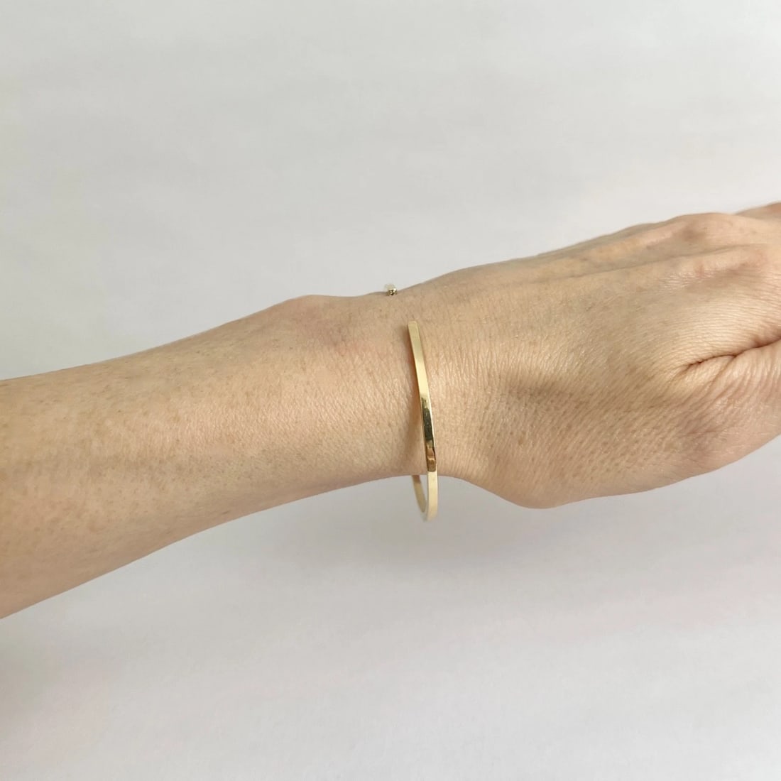 Gold Cuff Bangle Bracelet with Accent Diamonds 18K Yellow Gold, 9.04 Grams - 8