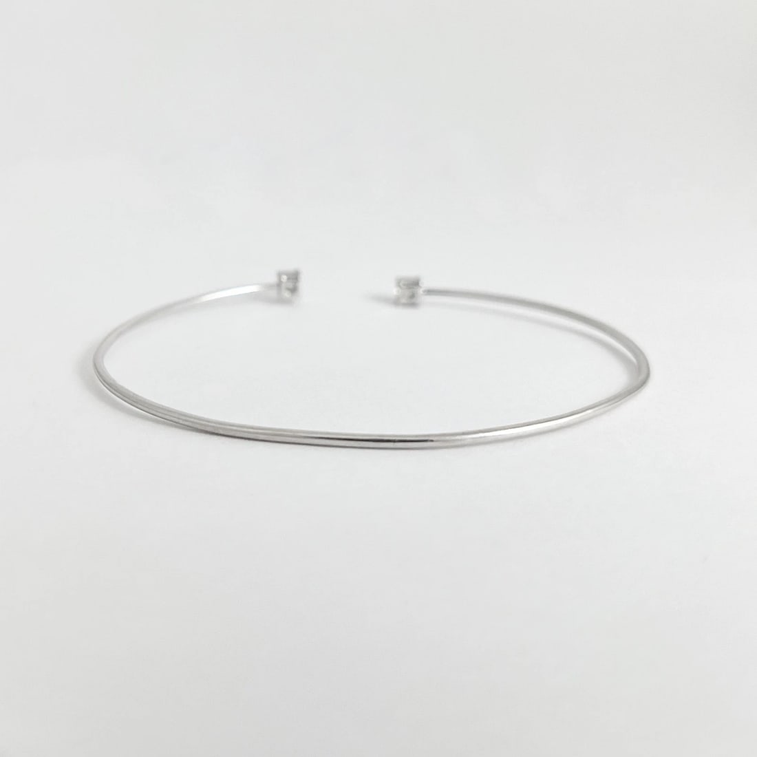 2-Stone Diamond Cuff Bangle Bracelet 18K White Gold, .24 CTW, 2.96 Grams - 7