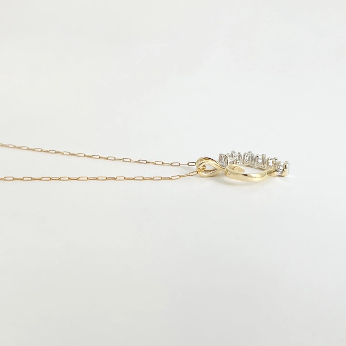 Half Diamond Heart Pendant Necklace 14K Yellow Gold, 1.18 Grams - 5