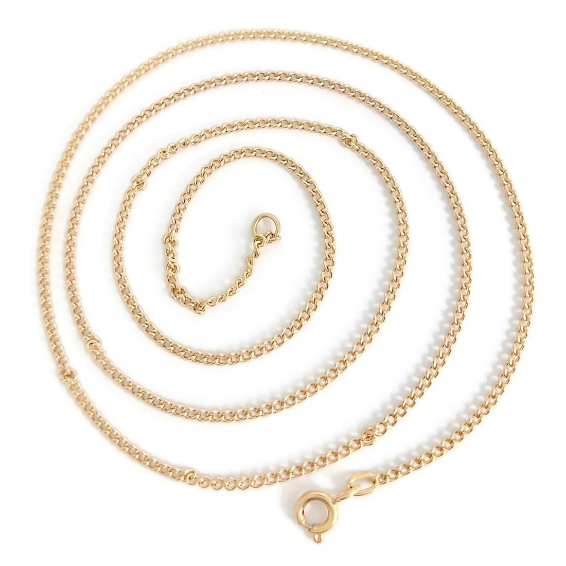 Long Thin Curb Chain Necklace 14K Rose Gold, 24.5 Inches, 1.8 mm, 6.86 Grams (1 of 8)