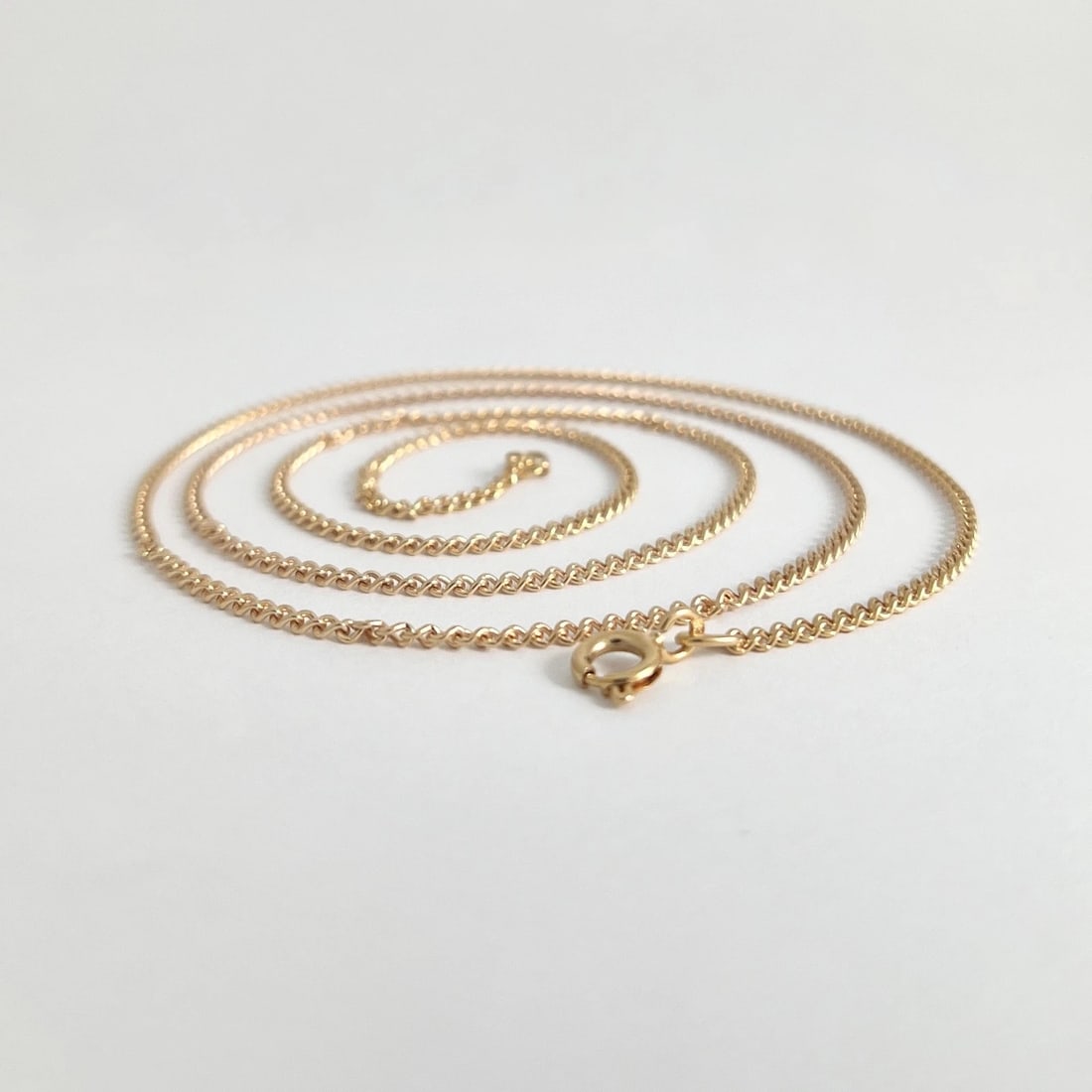 Long Thin Curb Chain Necklace 14K Rose Gold, 24.5 Inches, 1.8 mm, 6.86 Grams - 5