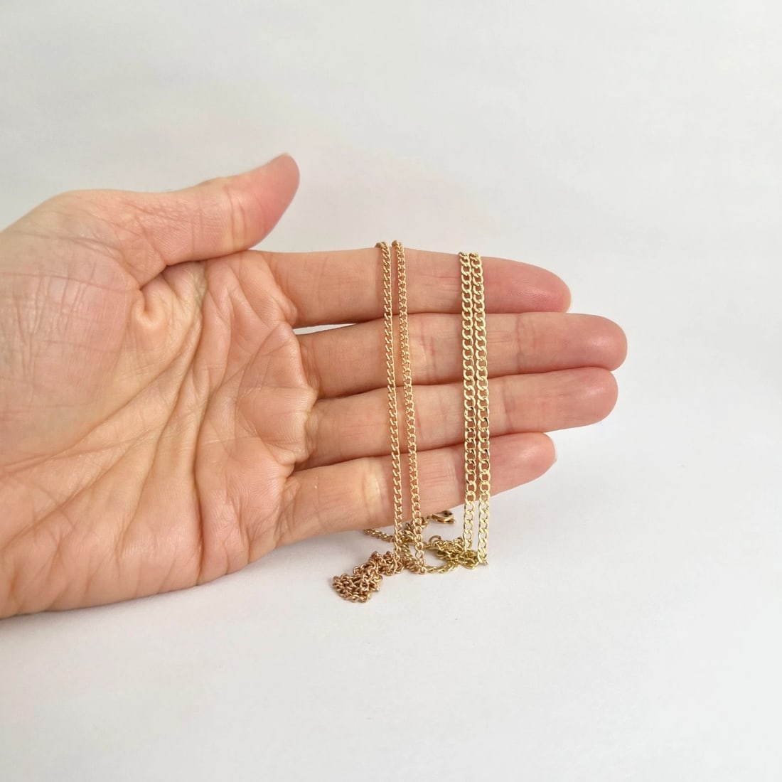 Long Thin Curb Chain Necklace 14K Rose Gold, 24.5 Inches, 1.8 mm, 6.86 Grams - 7