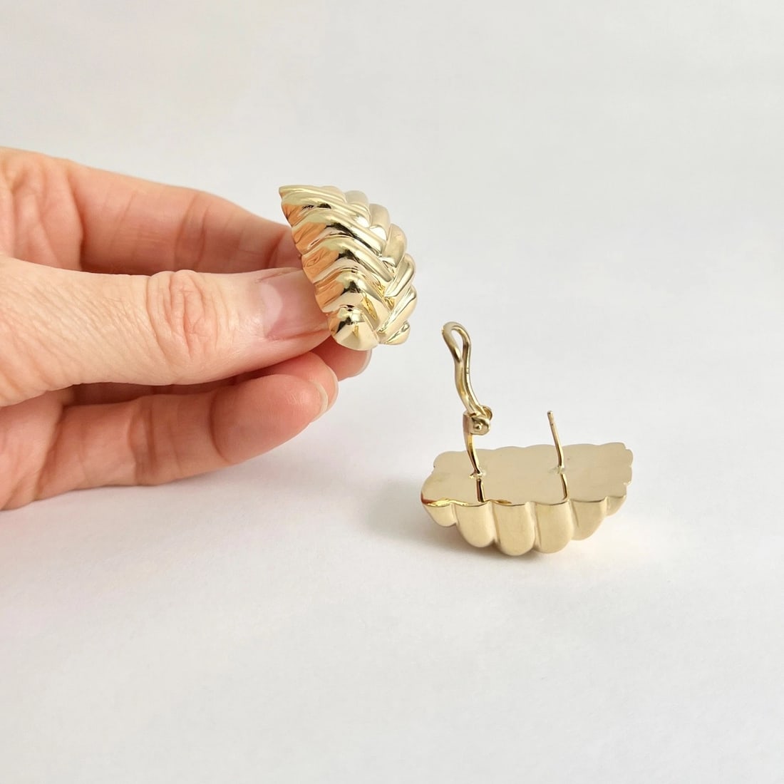 Woven Braided Puff Drop Earrings 14K Yellow Gold, 1.1 Inch, 10.70 Grams - 3