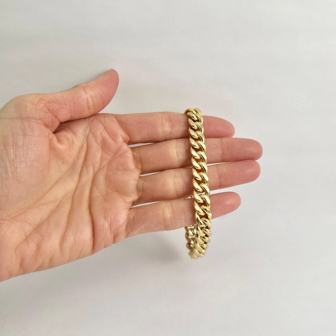 Men's Curb Cuban Chain Link Bracelet 10K Yellow Gold, 7.5 Inches, 17.06 Grams - 2