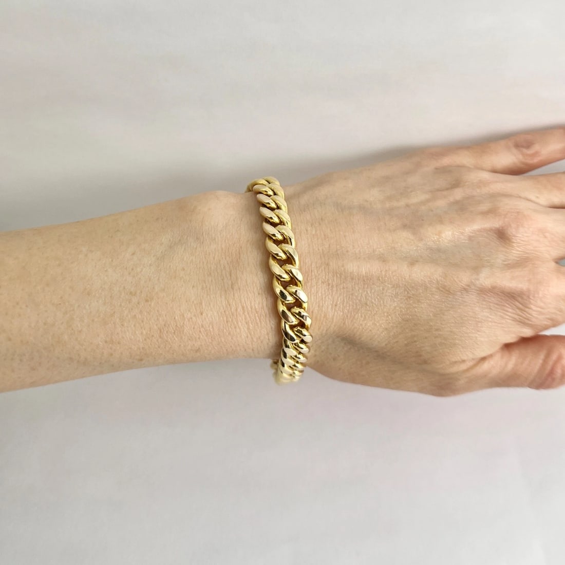 Men's Curb Cuban Chain Link Bracelet 10K Yellow Gold, 7.5 Inches, 17.06 Grams - 8