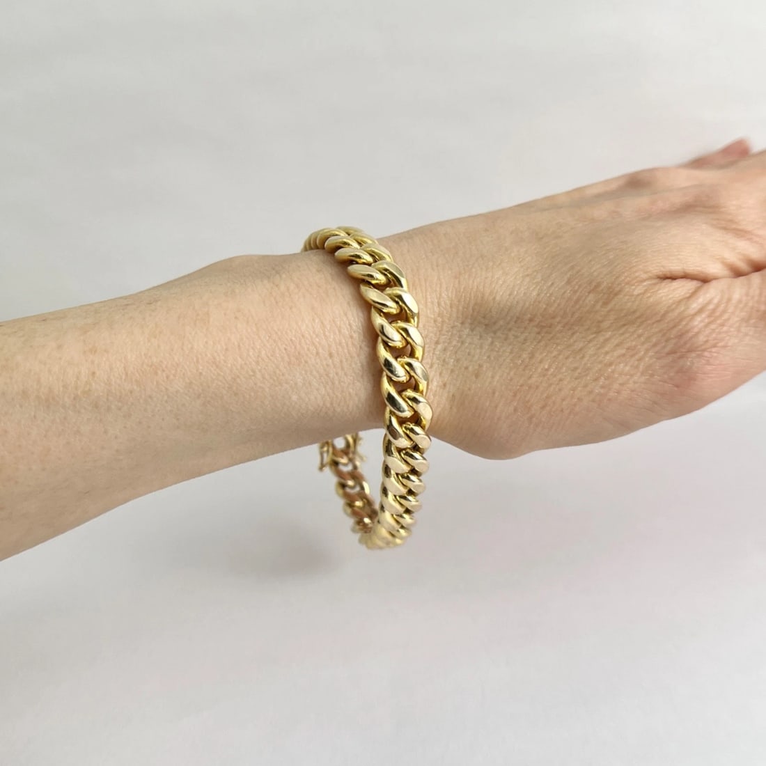 Men's Curb Cuban Chain Link Bracelet 10K Yellow Gold, 7.5 Inches, 17.06 Grams - 9