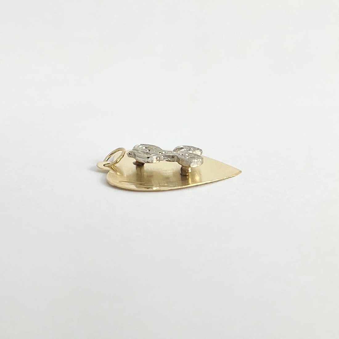 Letter L Initial Diamond Heart Pendant Charm 14K Yellow Gold, 1.10 Grams - 6