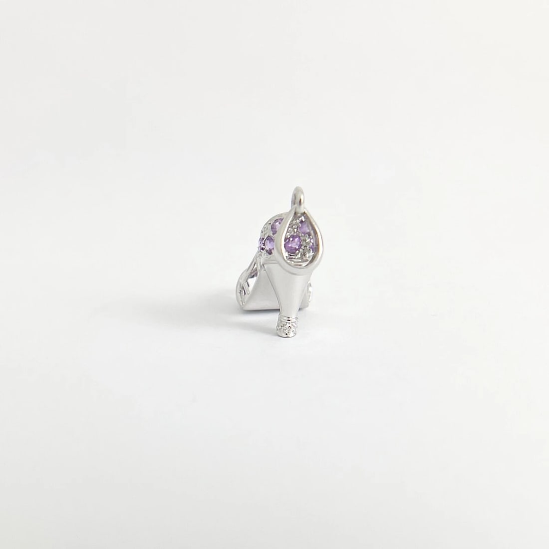 Purple Amethyst High Heel Shoe Charm 14K White Gold, 3.34 Grams - 6