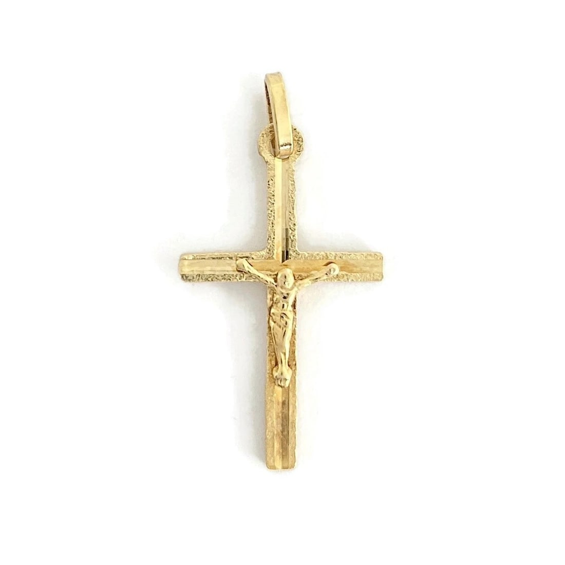 Italian Crucifix Cross Religious Pendant Charm 14K Yellow Gold, 1.40 Grams (1 of 7)