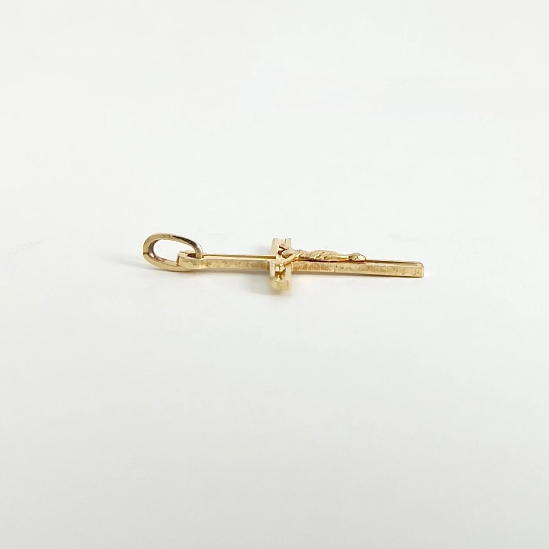 Italian Crucifix Cross Religious Pendant Charm 14K Yellow Gold, 1.40 Grams - 6