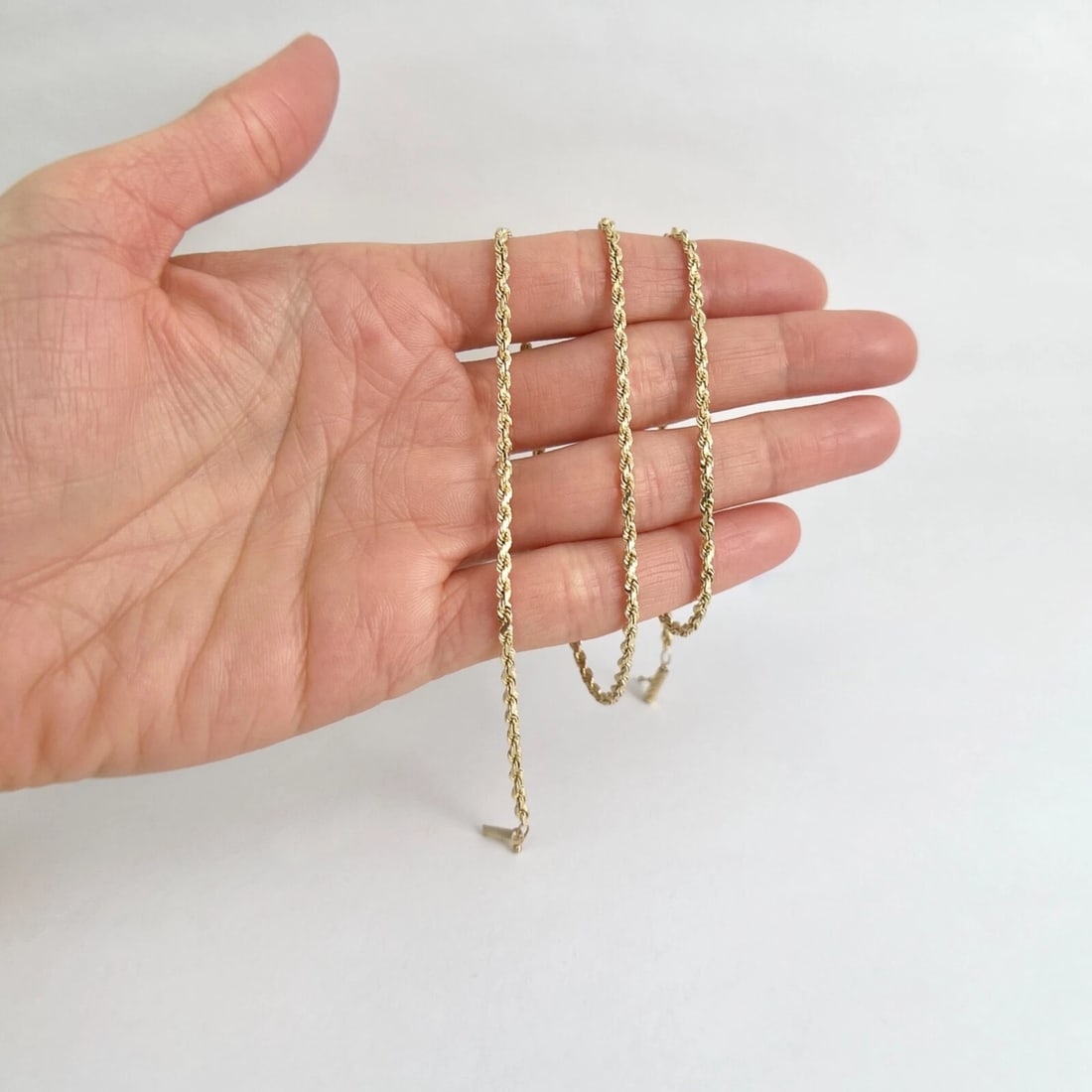 Long Rope Chain Necklace 14K Yellow Gold, 21 Inches, 2 mm, 9.72 Grams - 2