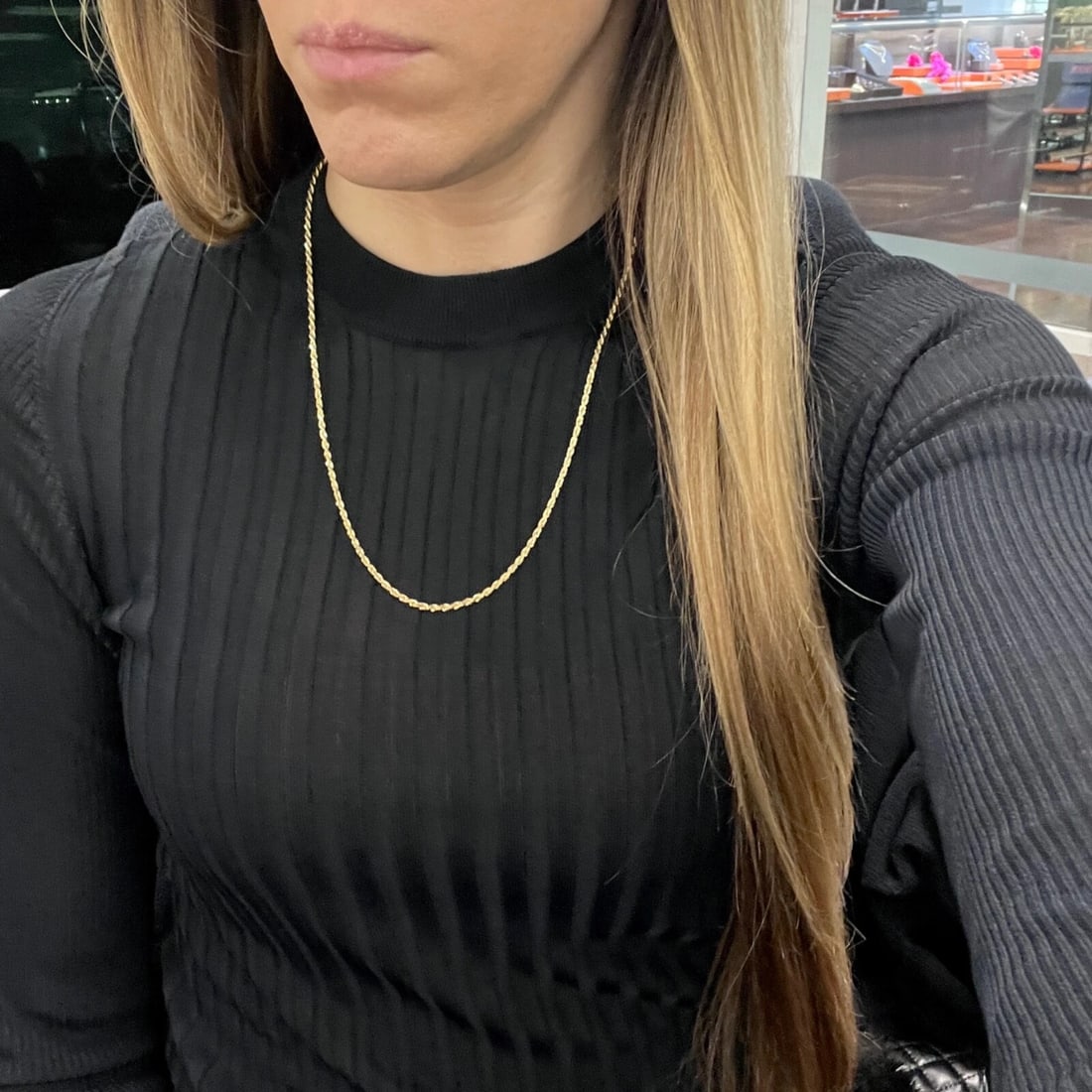 Long Rope Chain Necklace 14K Yellow Gold, 21 Inches, 2 mm, 9.72 Grams - 3
