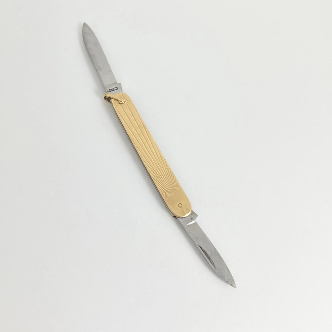 Latama Italy 2-Blade Pocket Knife 14K Yellow Gold Stainless Steel, 17.66 Grams - 3
