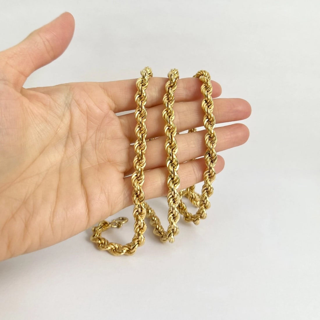 Long Rope Chain Necklace 14K Yellow Gold, 25 Inches, 5.4 mm, 11.92 Grams - 2