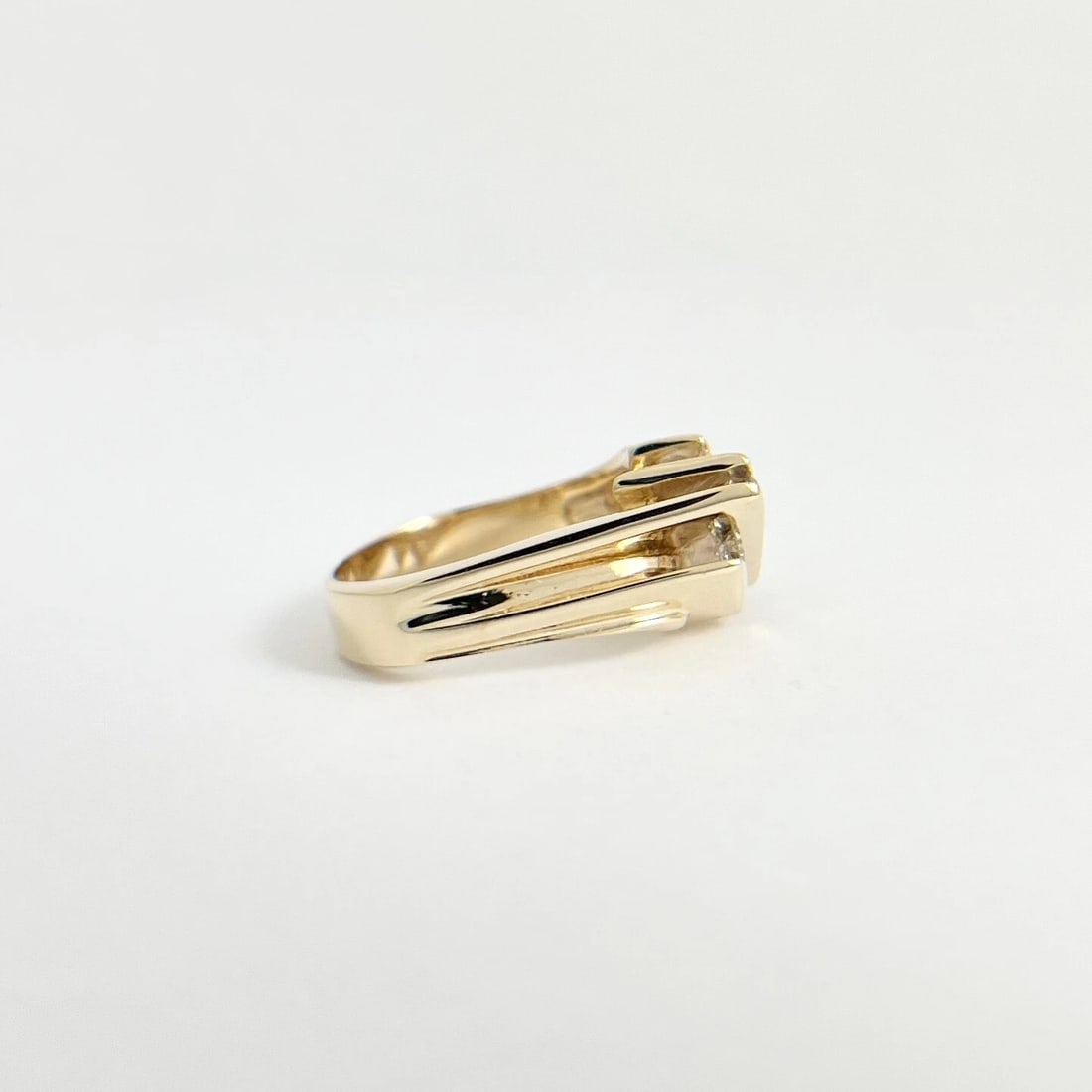 3-Row Diamond Slant Channel-Set Cocktail Statement Ring 14K Yellow Gold, 8.26 Gr - 7